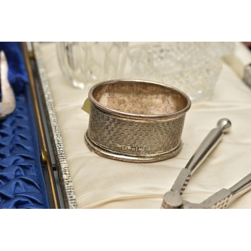 170 - A BOX OF ASSORTED ITEMS, to include a cased set of twelve silver and enamel lodge teaspoons, persona... 