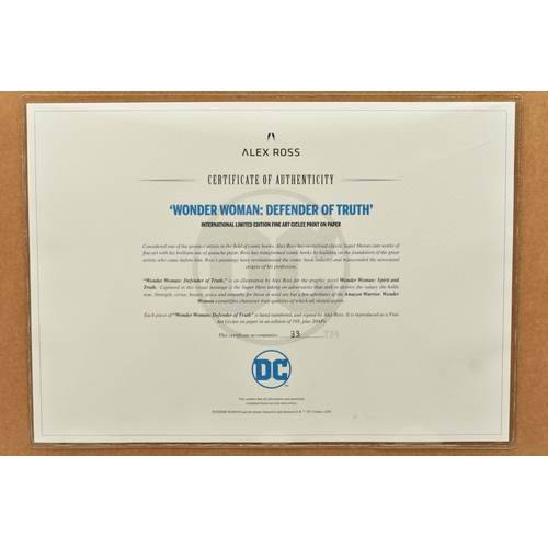 309 - ALEX ROSS FOR DC COMICS (AMERICAN CONTEMPORARY) 'WONDER WOMAN: DEFENDER OF TRUTH', a signed limited ... 