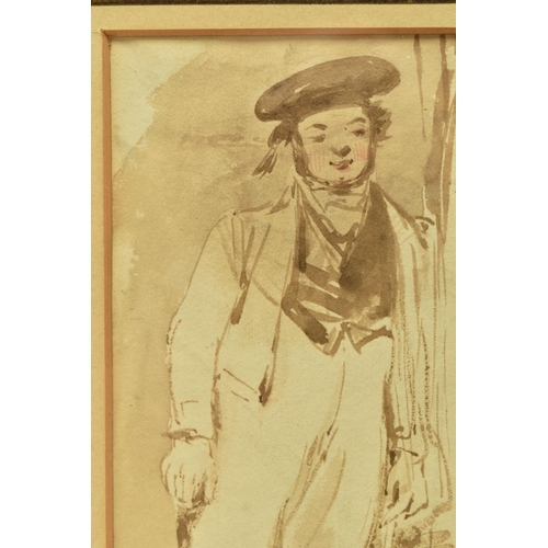 321 - CIRCLE OF RICHARD HENRY NIBBS (1816-1893) A 19TH CENTURY SKETCH OF A SAILOR, no visible signature, p... 