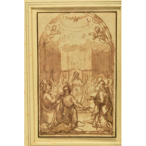 322 - VENETIAN 17TH CENTURY SCHOOL, 'ASSUMPTION OF THE VIRGIN MARY', a religious themed sketch, no visible... 