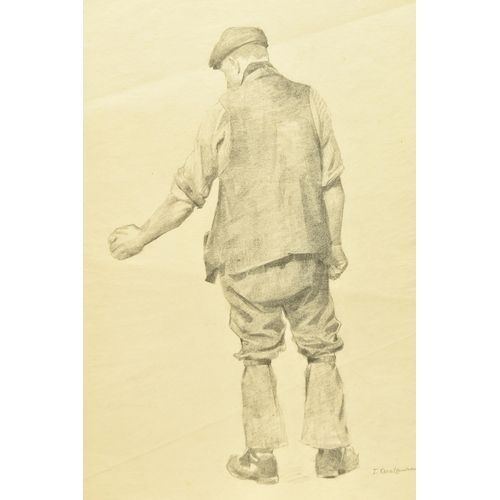 328 - JAMES KERR-LAWSON (1864-1939) A FULL LENGTH DRAWING DEPICTING A MALE FIGURE IN WORKING CLOTHES, sign... 