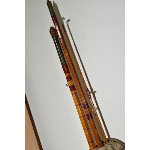 342 - THREE VINTAGE FISHING RODS AND FIVE SHOOTING STICKS, comprising a cane rod by George Wilkins & Son L... 