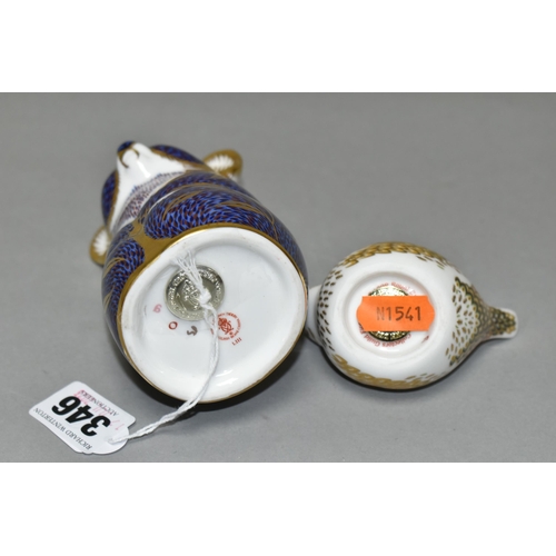 346 - TWO ROYAL CROWN DERBY PAPERWEIGHTS, comprising a Collector's Guild 'Firecrest' with a gold stopper, ... 