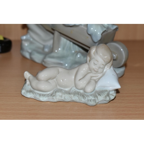 361 - A GROUP OF FIGURINES, comprising a Lladro 'Girl With wheelbarrow and lamb' 4816, a Lladro Daisa 4670... 