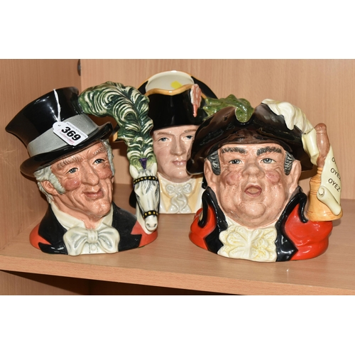 369 - THREE BOXED ROYAL DOULTON CHARACTER JUGS, comprising 'The Ring Master' D6863, 'Town Cryer' D6895, 'C... 