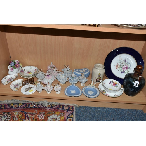 370 - A ROYAL DOULTON BIG BEN SCOTCH WHISKY DECANTER, DRESDEN BALLERINAS AND WADE FIGURES, comprising a Vi... 