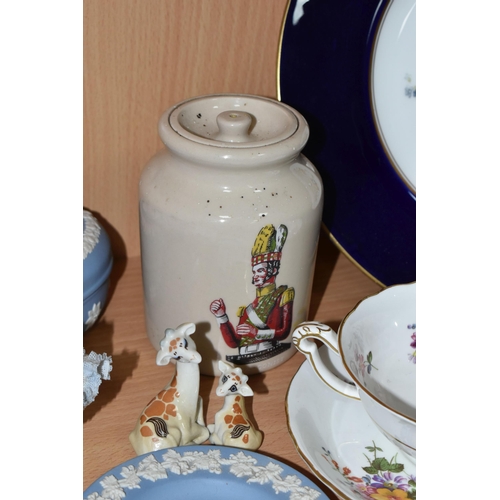 370 - A ROYAL DOULTON BIG BEN SCOTCH WHISKY DECANTER, DRESDEN BALLERINAS AND WADE FIGURES, comprising a Vi... 