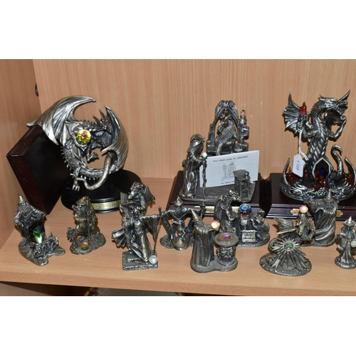 373 - A COLLECTION OF TUDOR MINT MYTH AND MAGIC PEWTER FIGURES, some boxed as stated, comprising boxed Rin... 