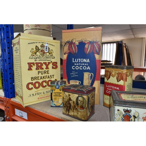 393 - A VINTAGE FRY'S PURE BREAKFAST COCOA BOX, with a Fry's Cocoa tin, a C.W.S. Lutona Cocoa box and tin,... 