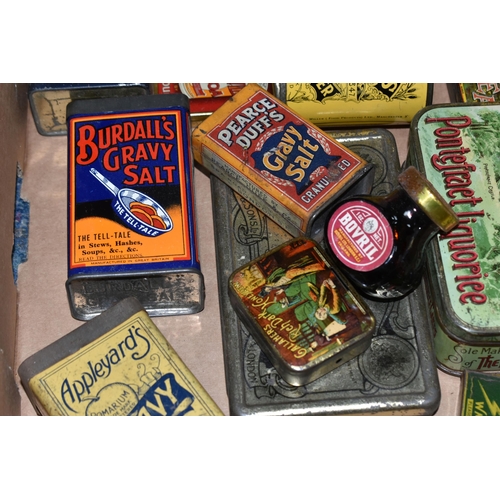 396 - A QUANTITY OF ASSORTED VINTAGE ADVERTISING TINS, including Hillaby's Pontefract Liquorice, Tabloid T... 