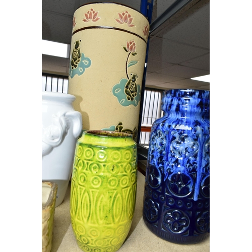 404 - A GROUP OF WEST GERMAN AND OTHER CERAMICS, to include four Scheurich vases: a floor standing vase no... 