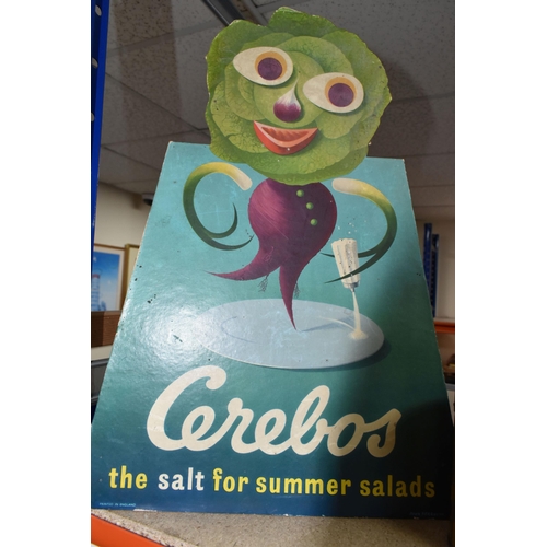 405 - A CEREBOS SALT POINT OF SALE ADVERTISING SHOWCARD, with a quantity of Cerebos and other vintage tins... 