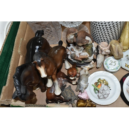 428 - FIVE BOXES OF CERAMICS AND GLASSWARE, to include Royal Doulton 'Paisley' pattern dinner ware and cof... 