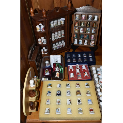 441 - A LARGE COLLECTION OF THIMBLES AND THIMBLE COLLECTOR'S CABINETS, over four hundred porcelain thimble... 