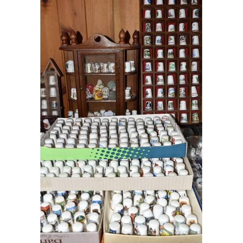 441 - A LARGE COLLECTION OF THIMBLES AND THIMBLE COLLECTOR'S CABINETS, over four hundred porcelain thimble... 