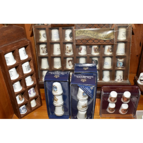 441 - A LARGE COLLECTION OF THIMBLES AND THIMBLE COLLECTOR'S CABINETS, over four hundred porcelain thimble... 