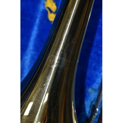 466 - A CASED JUPITER TROMBONE, in brass and plated finish, with hard fitted case (1) (Condition Report: a... 