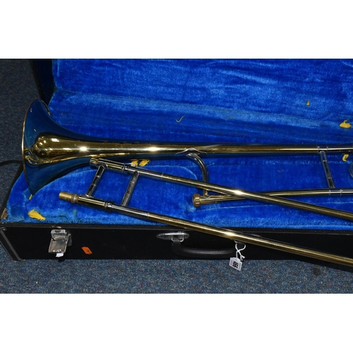 466 - A CASED JUPITER TROMBONE, in brass and plated finish, with hard fitted case (1) (Condition Report: a... 