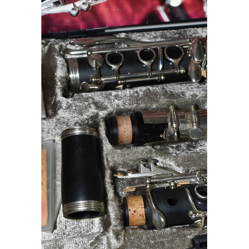 467 - A BUFFET CRAMPON & CIE, PARIS CASED CLARINET, no B12, in a hard fitted case, together with a K&M Ger... 