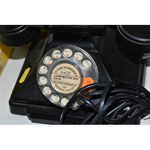 472 - A VINTAGE BAKELITE G.P.O. MODEL 232 TELEPHONE, with No.164 handset, version with drawer to base, has... 