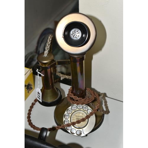 472 - A VINTAGE BAKELITE G.P.O. MODEL 232 TELEPHONE, with No.164 handset, version with drawer to base, has... 