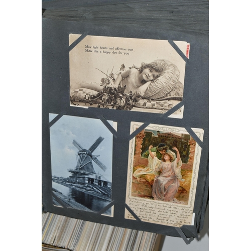 484 - POSTCARDS one album and one box containing over 500 early 20th century postcards featuring topograph... 