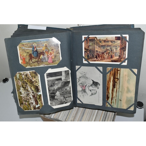 484 - POSTCARDS one album and one box containing over 500 early 20th century postcards featuring topograph... 