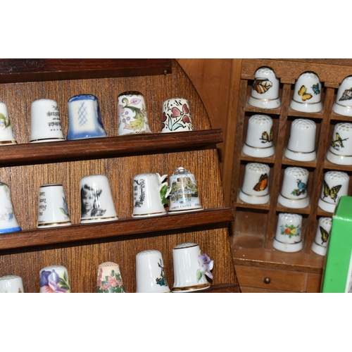 441 - A LARGE COLLECTION OF THIMBLES AND THIMBLE COLLECTOR'S CABINETS, over four hundred porcelain thimble... 