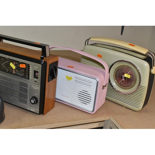 496 - A GROUP OF ASSORTED RADIOS AND GUITAR AMPLIFIERS, comprising a Selena 'Vega' radio receiver Russian ... 