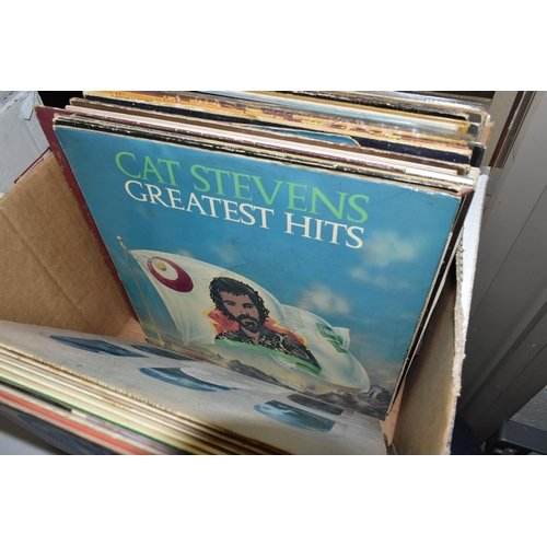 511 - A BOX OF RECORDS, to include approximately fourteen vinyl singles and thirty six LPs, artists to inc... 