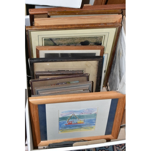 517 - A QUANTITY OF PAINTINGS AND PRINTS ETC, to include nine watercolours depicting landscapes, signed J ... 