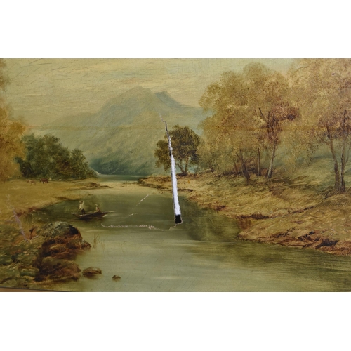 520 - T. LESLIE (19TH/20TH CENTURY) A RIVER LANDSCAPE, depicting a wide river with cattle drinking by the ... 