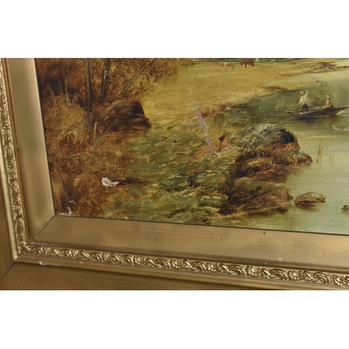 520 - T. LESLIE (19TH/20TH CENTURY) A RIVER LANDSCAPE, depicting a wide river with cattle drinking by the ... 