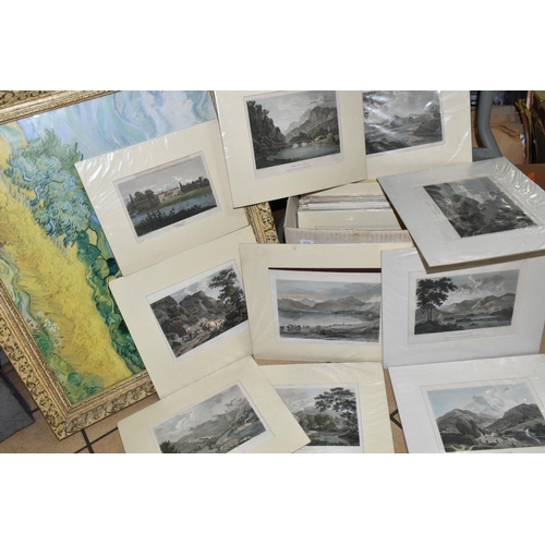 528 - A SMALL QUANTITY OF PICTURES AND INDENTURES, comprising a 20th century abstract landscape with dwell... 