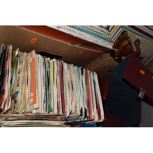 533 - THREE BOXES OF RECORDS AND A SINGLES CASE, to include approximately one hundred and forty LPs, appro... 