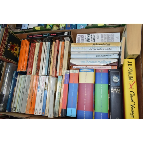 541 - FOUR BOXES OF BOOKS containing approximately 123 miscellaneous titles in hardback and paperback form... 