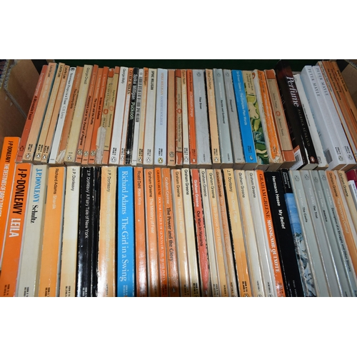 542 - FIVE BOXES OF BOOKS containing approximately 210 miscellaneous titles in hardback and paperback form... 