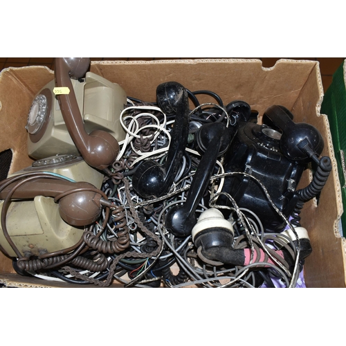 544 - A QUANTITY OF ASSORTED TELEPHONES IN TWO BOXES, mainly G.P.O./B.T. model 706, 746 and 8746 phones in... 