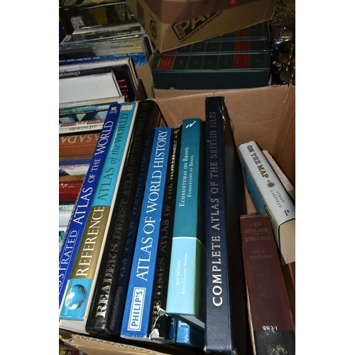 552 - FIVE BOXES OF BOOKS, over eighty hardback and paperback titles to include gardening, travel and hist... 