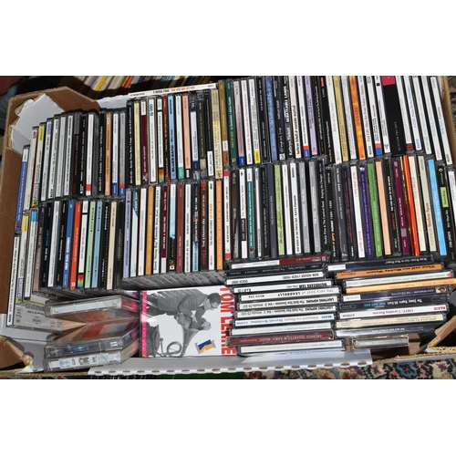 554 - FOUR BOXES OF CDs, DVDs AND MAPS, to include over one hundred classical, blues, pop and other CDs, a... 