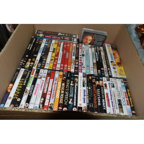 554 - FOUR BOXES OF CDs, DVDs AND MAPS, to include over one hundred classical, blues, pop and other CDs, a... 