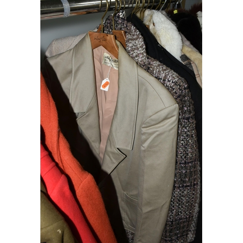 562 - A COLLECTION OF LADIES AND GENTS JACKETS, COATS AND HATS, comprising a ladies Aquascutum raincoat wi... 