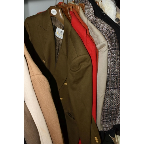 562 - A COLLECTION OF LADIES AND GENTS JACKETS, COATS AND HATS, comprising a ladies Aquascutum raincoat wi... 