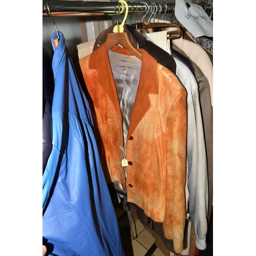 563 - A GROUP OF VINTAGE LEATHER AND SUEDE MEN'S AND LADIES JACKETS AND SUITS, comprising a 'Pioneer Wear'... 