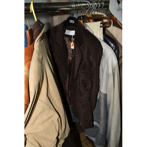 563 - A GROUP OF VINTAGE LEATHER AND SUEDE MEN'S AND LADIES JACKETS AND SUITS, comprising a 'Pioneer Wear'... 