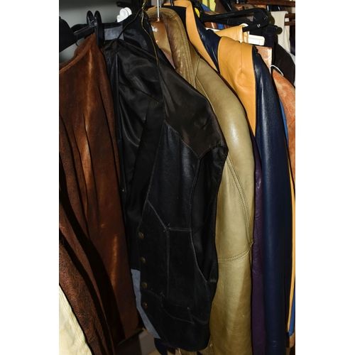 563 - A GROUP OF VINTAGE LEATHER AND SUEDE MEN'S AND LADIES JACKETS AND SUITS, comprising a 'Pioneer Wear'... 