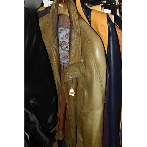 563 - A GROUP OF VINTAGE LEATHER AND SUEDE MEN'S AND LADIES JACKETS AND SUITS, comprising a 'Pioneer Wear'... 