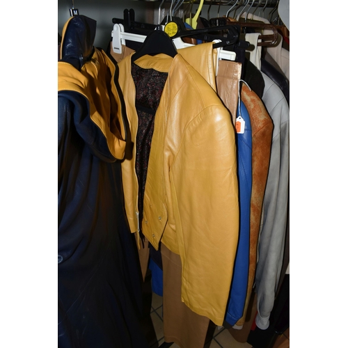 563 - A GROUP OF VINTAGE LEATHER AND SUEDE MEN'S AND LADIES JACKETS AND SUITS, comprising a 'Pioneer Wear'... 