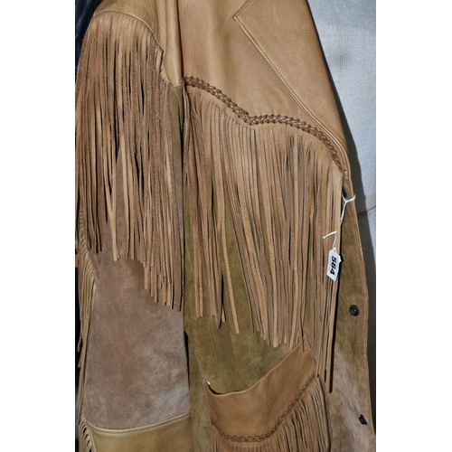 564 - A GROUP OF FIVE MEN'S VINTAGE LEATHER JACKETS, comprising a fringed beige leather jacket, size L, a ... 