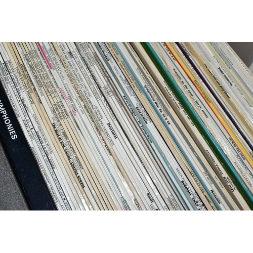 569 - FOUR BOXES OF CLASSICAL LP RECORDS AND A SMALL QUANTITY OF SINGLES RECORDS, LP's include works by Be... 